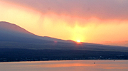 山中湖　ペンション　モンテラックからの富士山の夕焼け